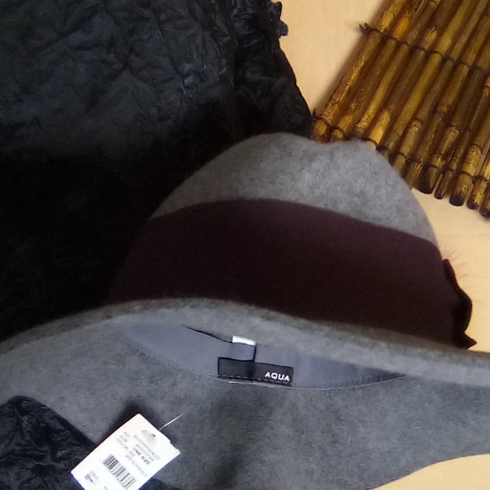 Italian Wool Fedora Grey /purple gunia feather Accent - Picture 8 of 12